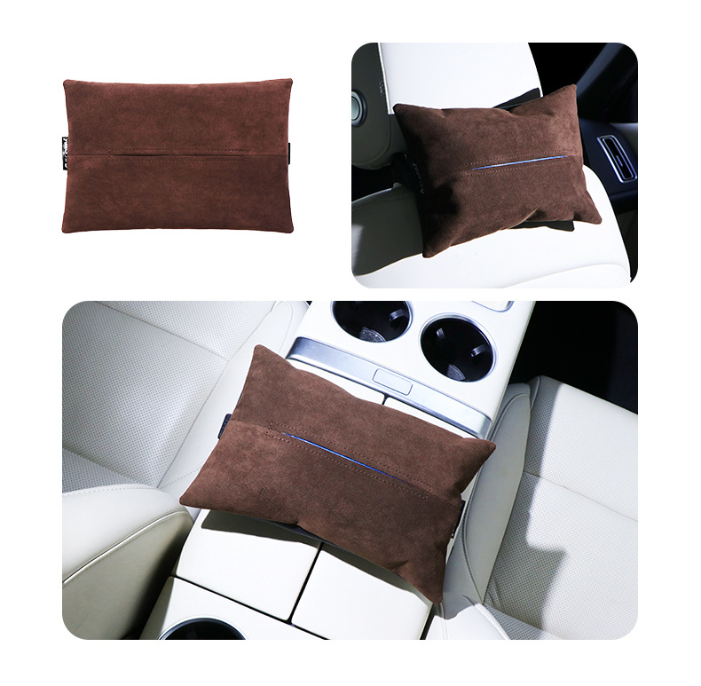 Alcantara Car Tissue Box Seat Back Hanging Car Center Console Armrest Box Paper Box Large Gift