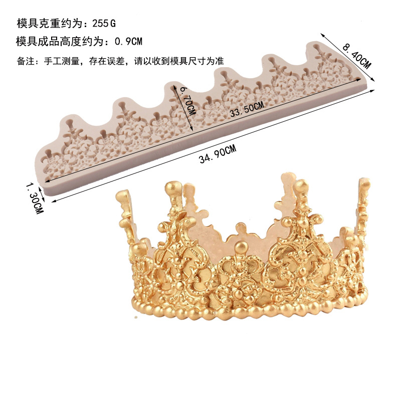 Molde de pastel grande estilo europeo corona ritmo seco fondant molde de silicona cake Edge decoración molde de silicona en stock