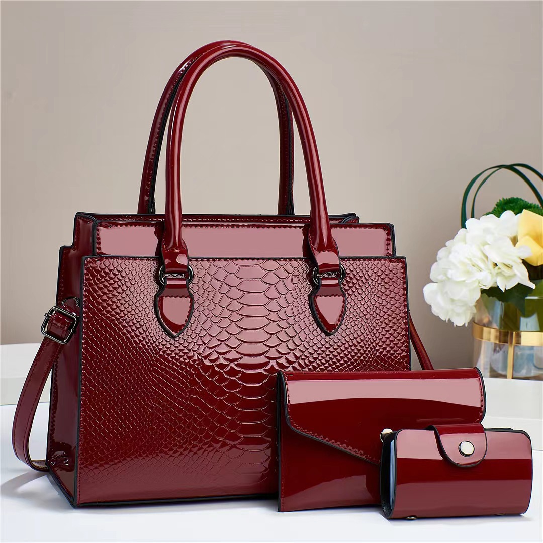 Women's Gender Elegant, Vintage Style, Classic Style Style Square Shape Women's Pu Leather Solid Color Elegant Vintage Style Classic Style Square Zipper Card Holder Bag Sets Tote Bag