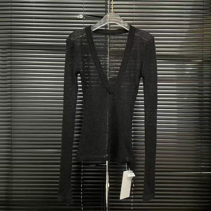 Casual V-neck Thin Micro-transparent Long-sleeved Sweater Women's Design Sense Niche Stacked All-match Top Spring and Summer New