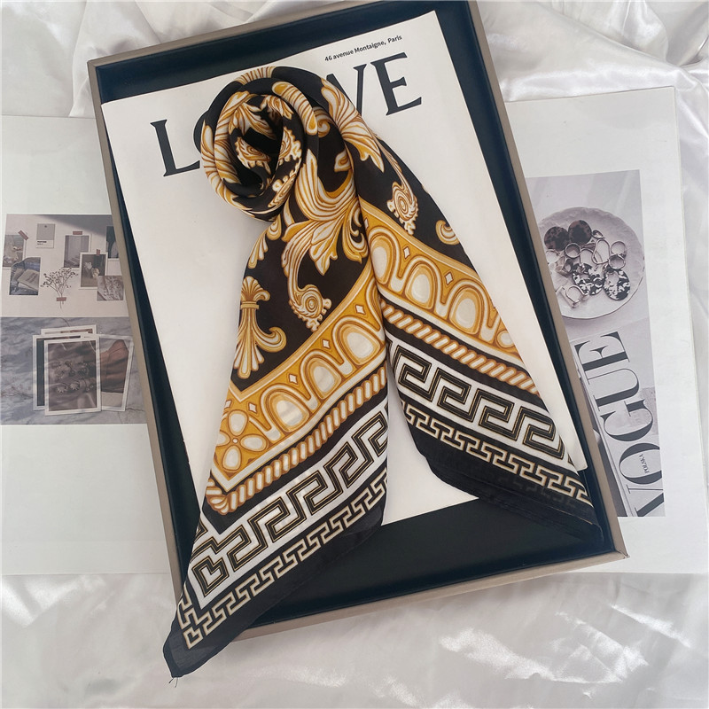 50g Weight Silk Scarf Classification Casual, Daily, Shopping Occasion Satin Material Letter, Flower Pattern Spring&Summer Season Women's Gender Elegant Style Women's Elegant Letter Flower Satin Silk Scarf 2
