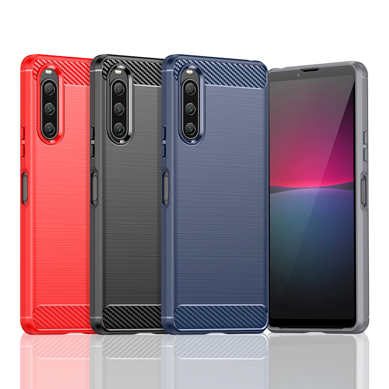 New for Xperia 10 V Phone Case Brushed Carbon Fiber Sony Xperia 1 V Drop-resistant Case