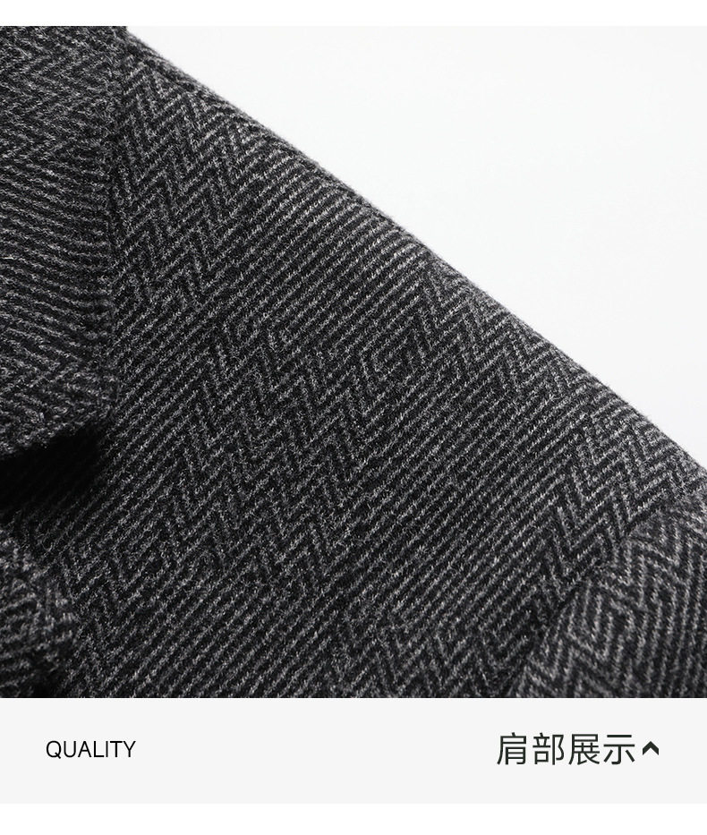 Áo vest nam dáng ôm pha len lông cừu, lụa tơ tằm và Lyocell, một hàng hai cúc, tay dài — màu xám chi tiết 31