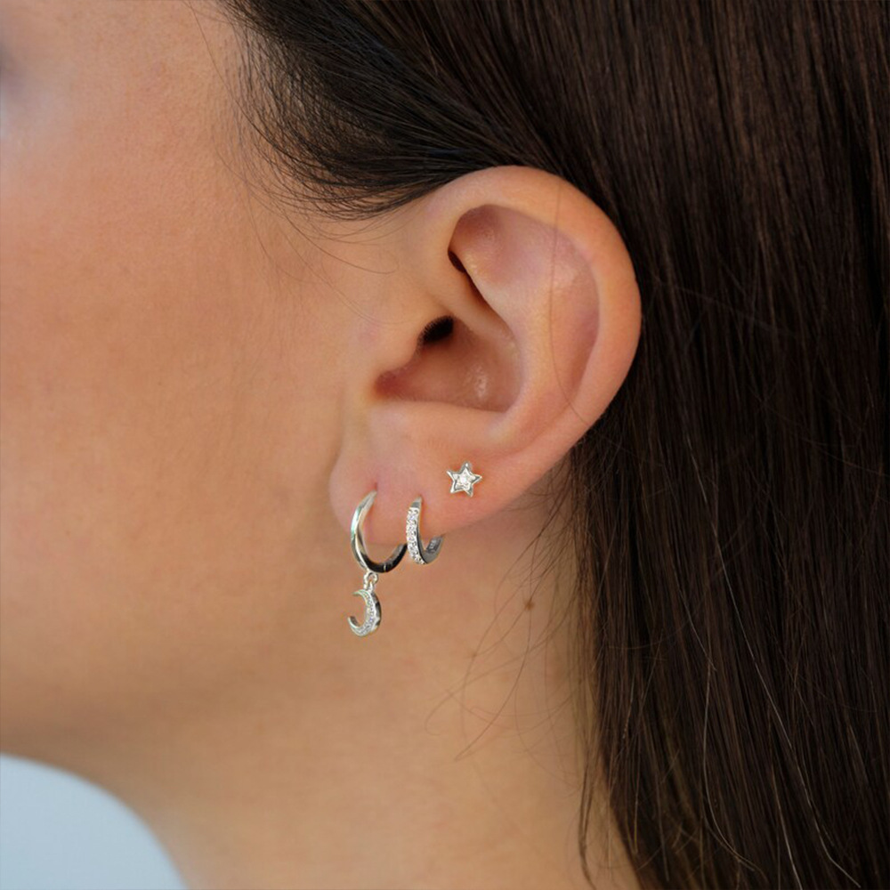 4g Weight Zircon Inlay Material Earrings Classification 3 Pieces Set Quantity Daily Occasion 925 Sterling Silver Material Geometric Pattern Women's Gender Plating, Inlay Design Simple Style Style 3 Pieces Set 925 Sterling Silver Zircon Geometric Earrings 38