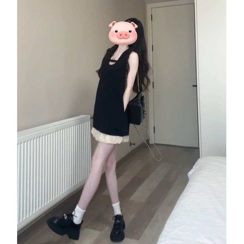 Trendy Black Sleeveless Camisole Dress for Women 2025 New Summer Petite Style Trendy Black Sleeveless Camisole Dress for Women 2025 New Summer Petite Style