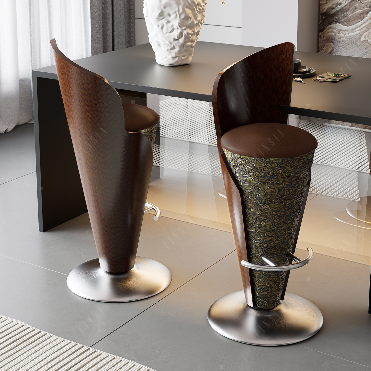 Xiangyun Bar Chair Home Restaurant Bar Front Desk Chair Retro Light Luxury High-End Designer High Stool