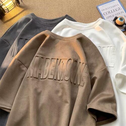 Crew Neck Youth New T-Shirt Summer Trend Fashion Streetwear Brand Urban Style Men's Five-Button Ins T-Shirt