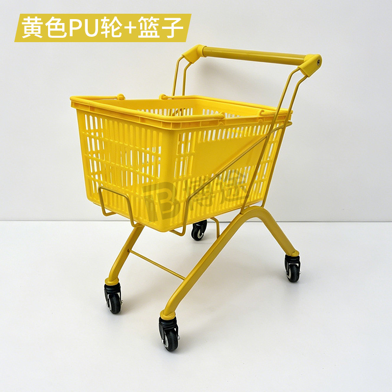 Mini Carrito de Compras Infantil de Metal y Poliuretano con Ruedas de PU para Tienda de Conveniencia