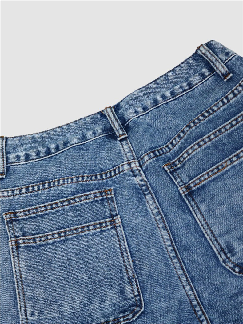 Women's Casual Straight Leg Jeans With Multiple Pockets - High Waist Washed Denim Pants For Streetwear & Daily Wear (Blue, S-Xxl)_ecoleips.com