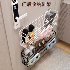铁艺门后挂式鞋架简易门口家用浴室免打孔壁挂式鞋架收纳门上