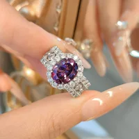 Квадратные сухие ожерелья из роз Подвеска имитация Александрийского каменного голубиного яйца кольцо с высоким содержанием углерода фиолетовый бриллиант цветной набор сокровищ женский