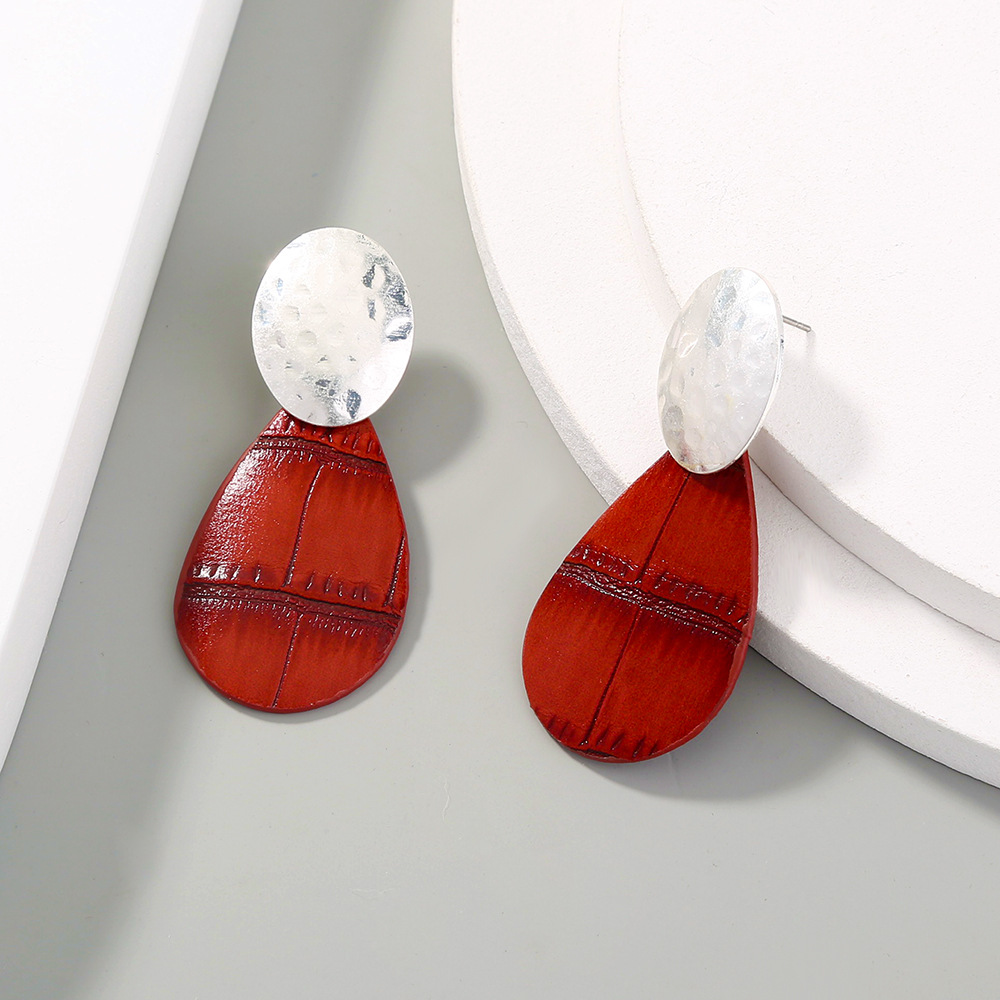 Fashion Red Leather Drop Earrings display picture 4