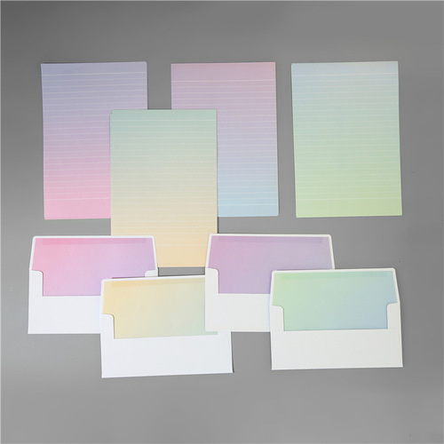 Creative aurora color letter paper set Korean style small fresh envelope gradient letter paper 2 envelopes 4 letter paper wholesale