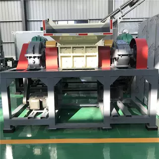 双轴鸡牛大骨头建筑模版粉碎机生活垃圾大蓝桶彩钢瓦废金属撕碎机