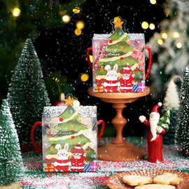 圣诞节苹果盒手提盒烘焙牛轧糖果雪花酥曲奇饼干pet透明包装盒子