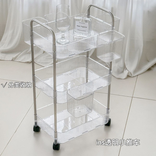 High-Quality Acrylic Rolling Cart Bathroom and Toilet Storage Rack Multi-functional Kitchen Snack Multi-layer Storage Shelf