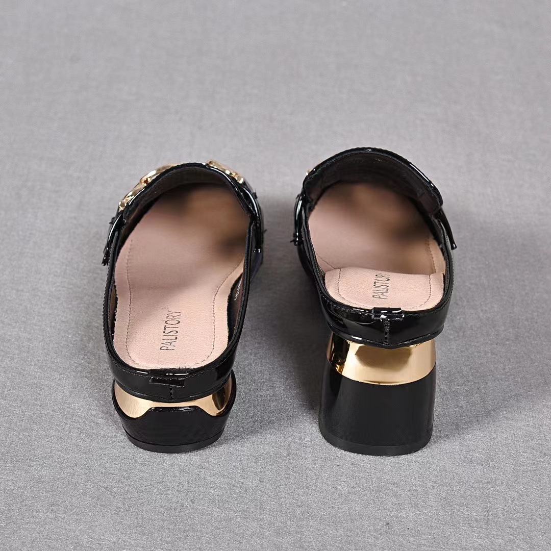 Dép sandal nữ mùa hè da thật lưới khoét lỗ đế bệt phong cách loafer — Màu Mơ-5 cm chi tiết 5