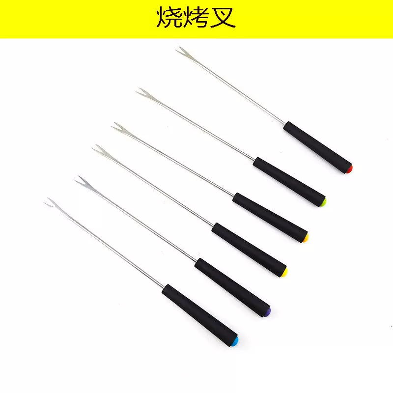 现货不锈钢叉子bbq烧烤叉巧克力芝士火锅叉水果甜品叉鸡蛋仔挑针