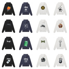 跨境stussy25新款潮牌斯tu西经典字母印花巡游连帽休闲卫衣情侣衫