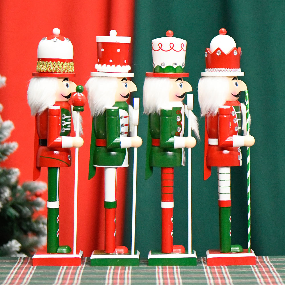 Fronteriza europea 38cm adornos de escritorio de madera cascanueces pintados soldados rojos y verdes dulces fábrica directa