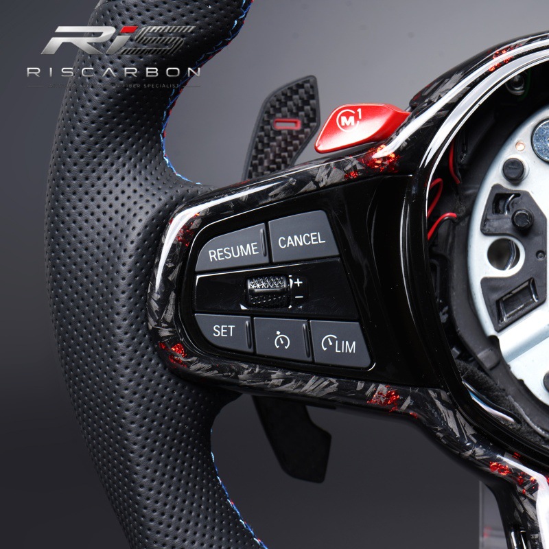 Suitable for Bmw Cs Forged Carbon Fiber Red Accent Steering Wheel 3 Series 5 Series X3X5G30G20G21G22G26