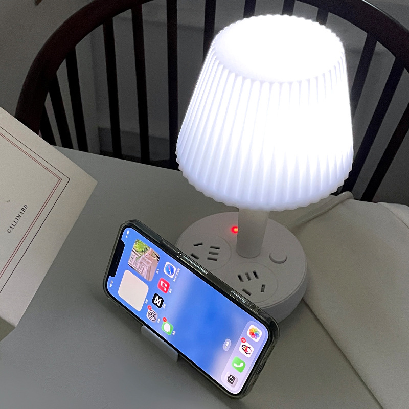 Regleta enchufable multifuncional con conversión, lámpara de escritorio, USB y toma múltiple, ideal para dormitorio u oficina