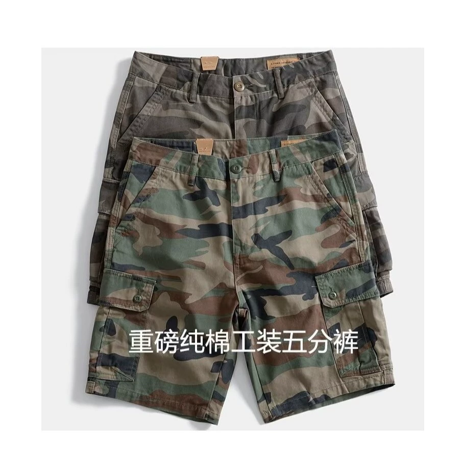Тяжелый хлопок высокое качество новый Харадзюку ins мужской летний ретро мульти-карманный карман карман камуфляжные брюки тренд