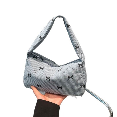 Linen velvet fashionable printed handbag women 2025 new autumn season underarm bag simple and stylish single shoulder bag