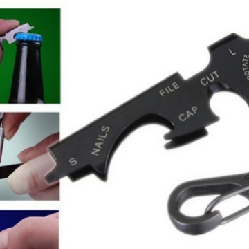 家用户外应急挂扣 不锈钢8合1钥匙扣 随身小工具 多功能钥匙夹