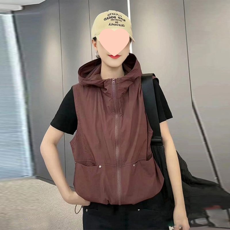 Reversible Hooded Vest Jacket for Women Spring and Summer New Fashion Age-Reducing Style Slimming Versatile Vest Vest