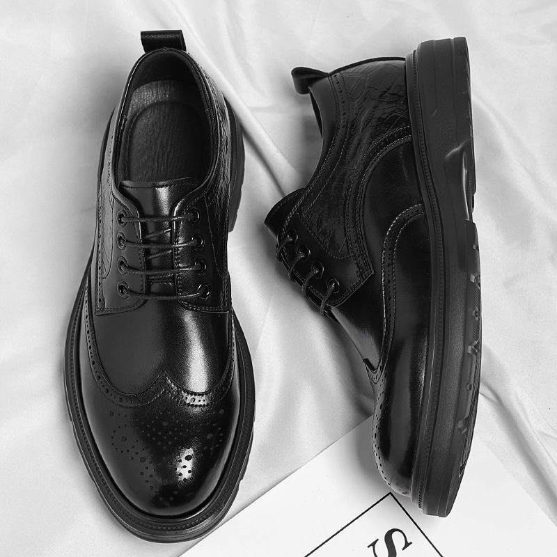 Formella herrskor i läder, bruna brogue snörskor för män_voghion.com