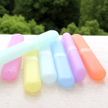 旅行便携式牙刷盒七彩糖果色透明牙刷桶小麦秸秆牙刷杯现货批发