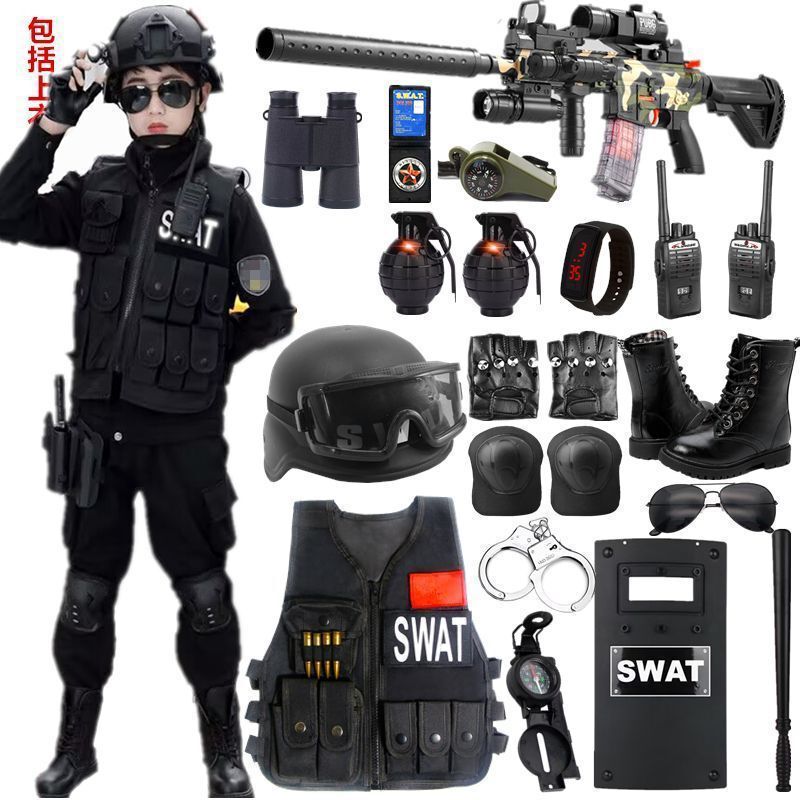 Children's special forces toy gun suit boy simulation outdoor training cs special police clothes fleece-lined birthday gift Children's special forces toy gun suit boy simulation outdoor training cs special police clothes fleece-lined birthday gift