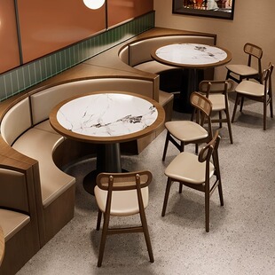 New Chinese Style National Trend Hunan Restaurant Wall-Mounted Booth Sofa Theme Restaurant Hot Pot Barbecue Dessert Shop Table and Chair Combination
