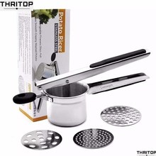 Stainless Steel Potato Ricer with 3 Interchangeable Fineness