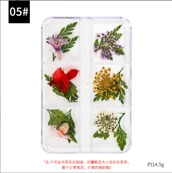 Clavo japonés flor seca traje tridimensional flor estrellada pétalos DIY uñas flor seca pulpa de madera pieza de joyería al por mayor