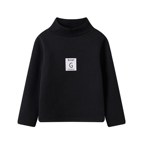  Children's Base Shirt Half-Neck Fleece Men and Women's Children Striped Long-Sleeve Warm Top Trendy Korean Version Autumn and Winter Children's Clothing