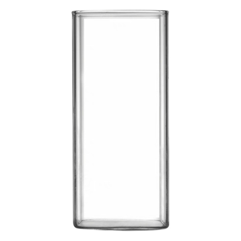 Taza de agua de boca cuadrada al por mayor, taza de vidrio cuadrada de borosilicato, taza de leche doméstica, taza de café con asa, taza de jugo simple