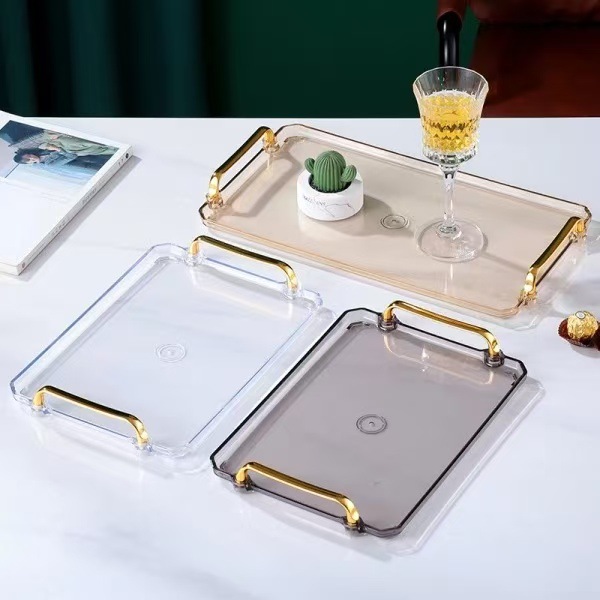 Light Luxury High-End Tray, High-End Household Rectangular Tea Cup Plastic Plate Ins Snack Fruit Snack Plate