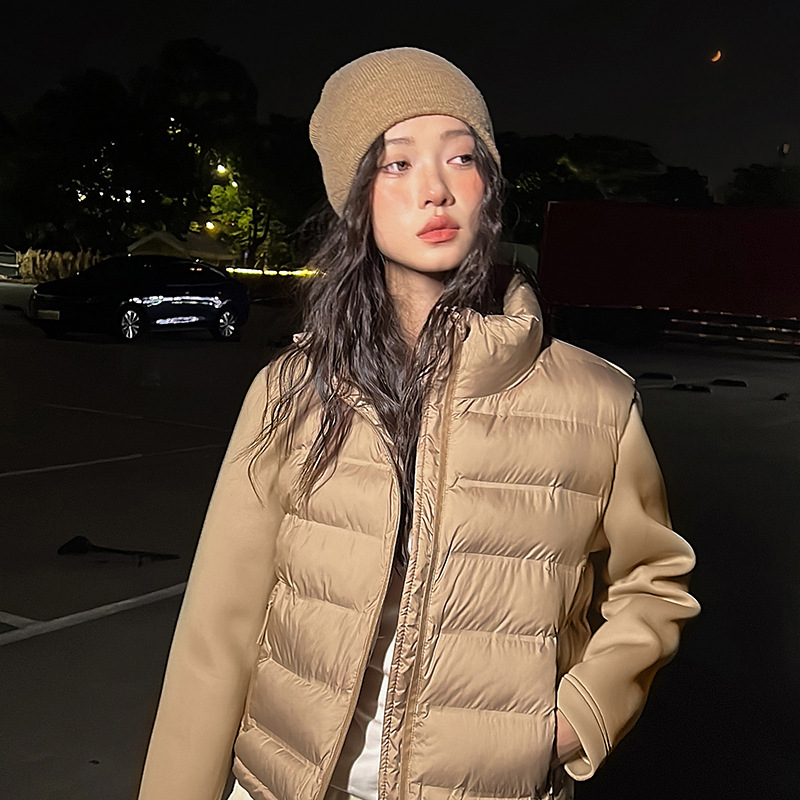 Comercio exterior 2024 otoño y invierno nuevo estilo extranjero chaqueta de algodón corta delgada chaqueta de algodón de estilo europeo y americano chaqueta de empalme