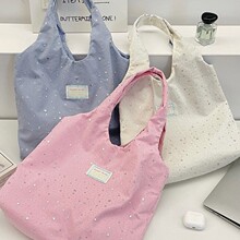 63131 春夏季亮片慵懒风大容量帆布包包女休闲背心包ins单肩女包