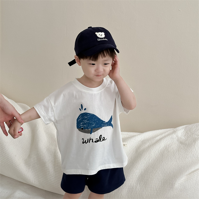 Conjunto Infantil con Camiseta de Dibujos Animados Set de 2 piezas de Algodón para Verano
