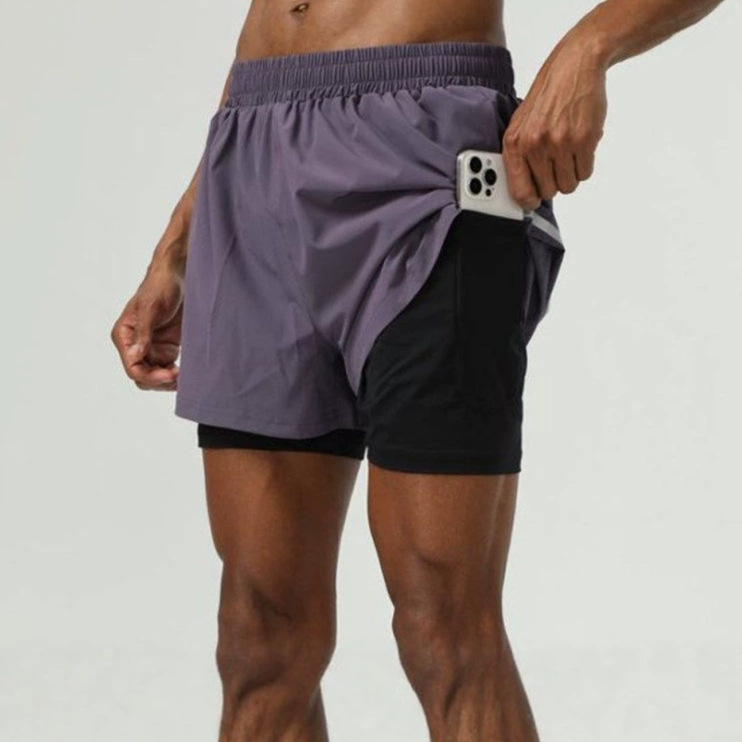 Macondo Sports Shorts for Men, Double-Layer Two-In-One, Double-Layer Running Training, Squats, Marathon, Quick-Drying, Elastic Fitness