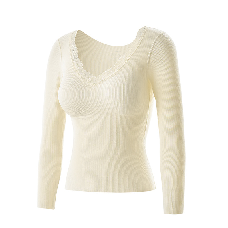 Calentamiento ropa interior damas chaqueta de otoño pantalones de otoño delgados 7A antibacterianos invierno de cordero de seda mujer copa fija chaqueta mayorista