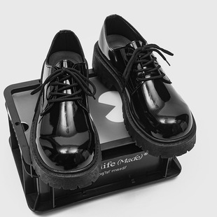 2023 new men's bright black business casual leather shoes big head Derby niche low-top platform height increasing men's shoes Z13