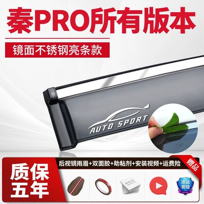 PLUS rain visor, Song L, Rain shield - 4-pieces-qin-pro-all-versions-stainless-steel-bright-strips-2-stickers
