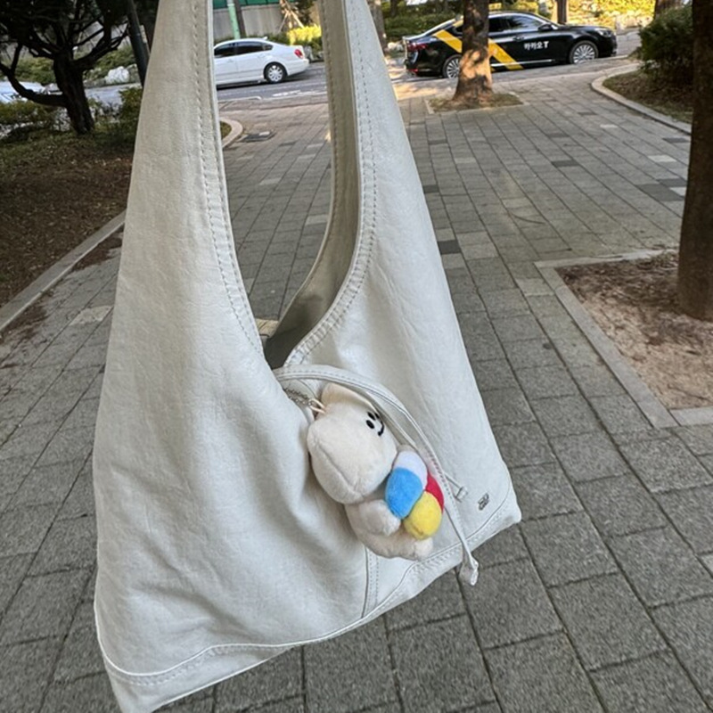 韓国ニッチDPリボン本革レディースバッグホーボーレイジースタイルリラックス感万能ショルダートートバッグ脇バッグ|undefined