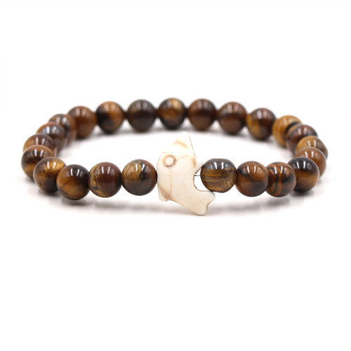 Foreign Trade Amazon Cross-Border Black Matte Green Amazonite Bracelet Fashion Men and Women Dolphin Elastic Couple Bracelet Wholesale