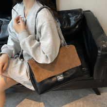 高级感头层牛皮手提大包女ins小香风菱格链条包简约大容量旅行包