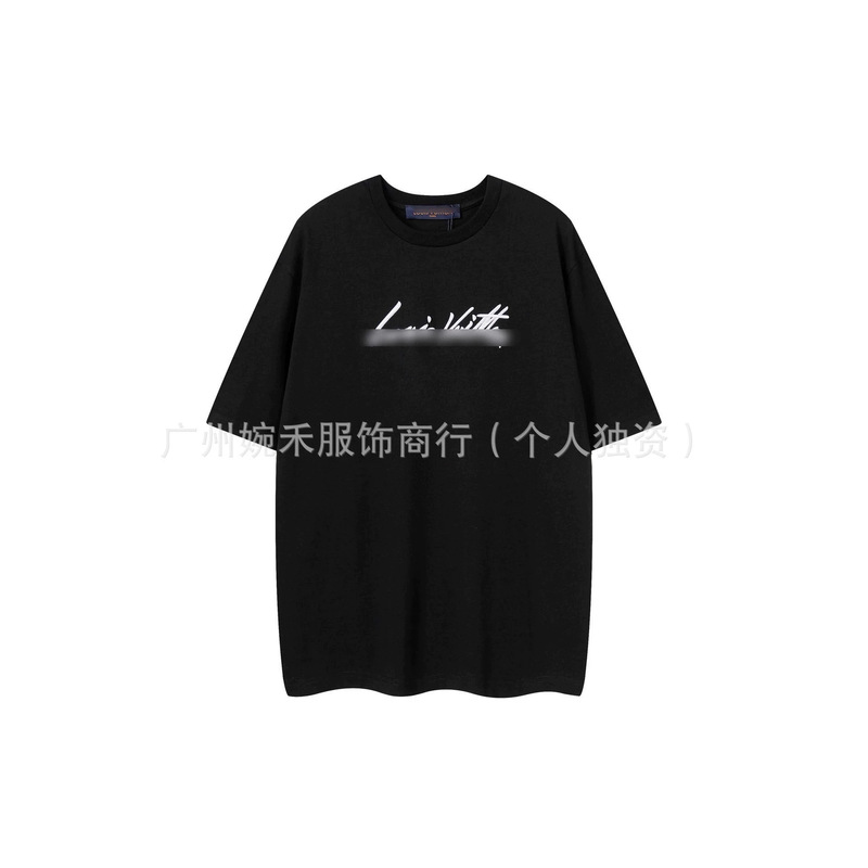 Cross-Border High-End Version of Lv 300g Heavyweight Versatile Round-Neck Printed Short-Sleeve Letter Logo Simple T-Shirt Loose Fit for Men Cross-Border High-End Version of Lv 300g Heavyweight Versatile Round-Neck Printed Short-Sleeve Letter Logo Simple T-Shirt Loose Fit for Men